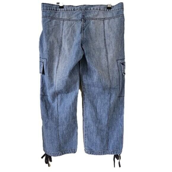 EDC by Esprit Jeans Women Youth US 9 Faded Blue Cropped Faux Cargo Pockets Y2K - Picture 2 of 16